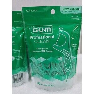 Sunstar GUM Professional Clean Flosser Picks - Fresh Mint, Pack of 90,(2 pack)